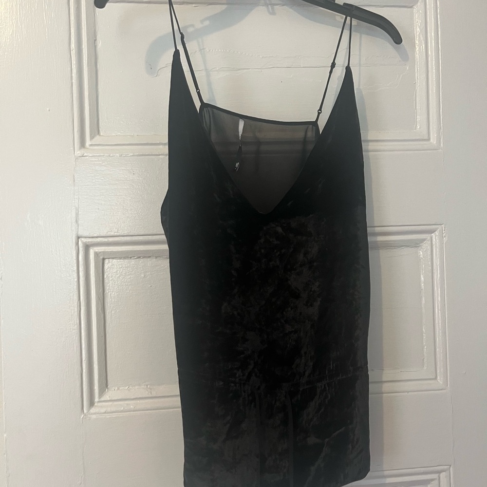 J Brand Velvet Front Spaghetti Strap Top with see through back and front ties.
